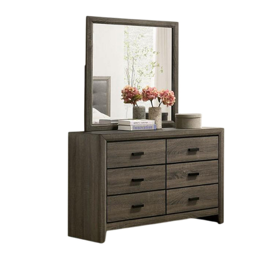 Meli 4pc Full Size Bedroom Set Upholstered Dresser Gray Solid Wood