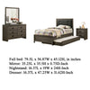 Meli 4pc Full Size Bedroom Set, Upholstered, Dresser, Gray Solid Wood