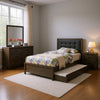 Meli 4pc Full Size Bedroom Set, Upholstered, Dresser, Gray Solid Wood