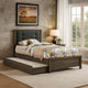 Meli Full Size Bed, Tufted Fabric Upholstery, Dark Gray Solid Wood