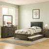 Meli 4pc Twin Size Bed Set with Dresser, Dark Gray Solid Wood Frame