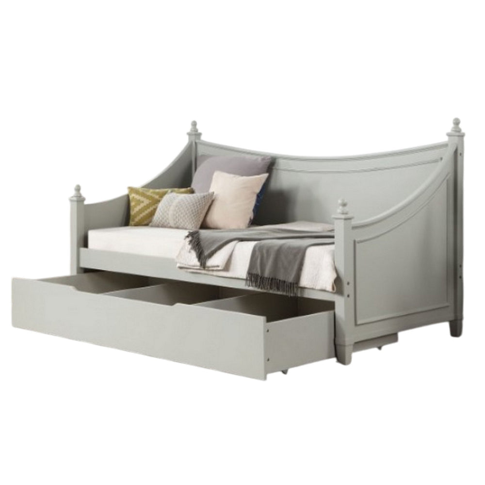 Kiki Twin Size Daybed 4 Poster Design Modern Light Gray Finish BM328905