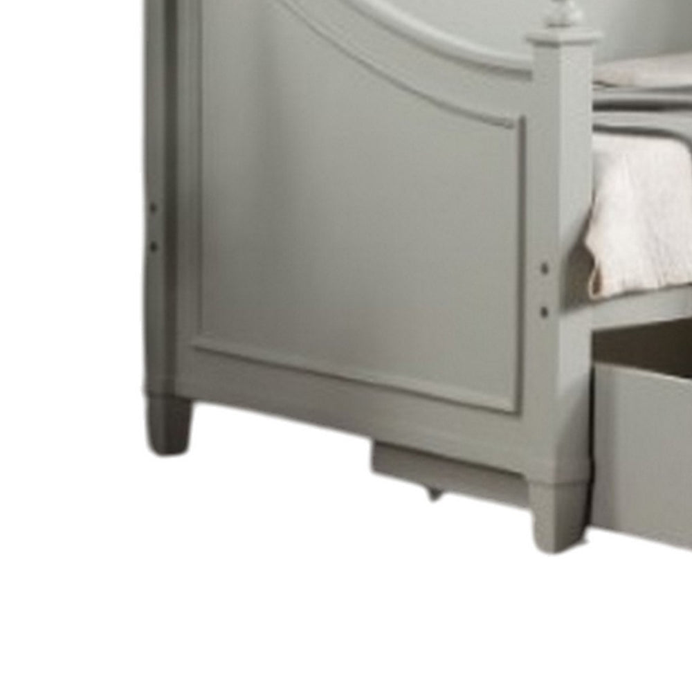 Kiki Twin Size Daybed 4 Poster Design Modern Light Gray Finish BM328905
