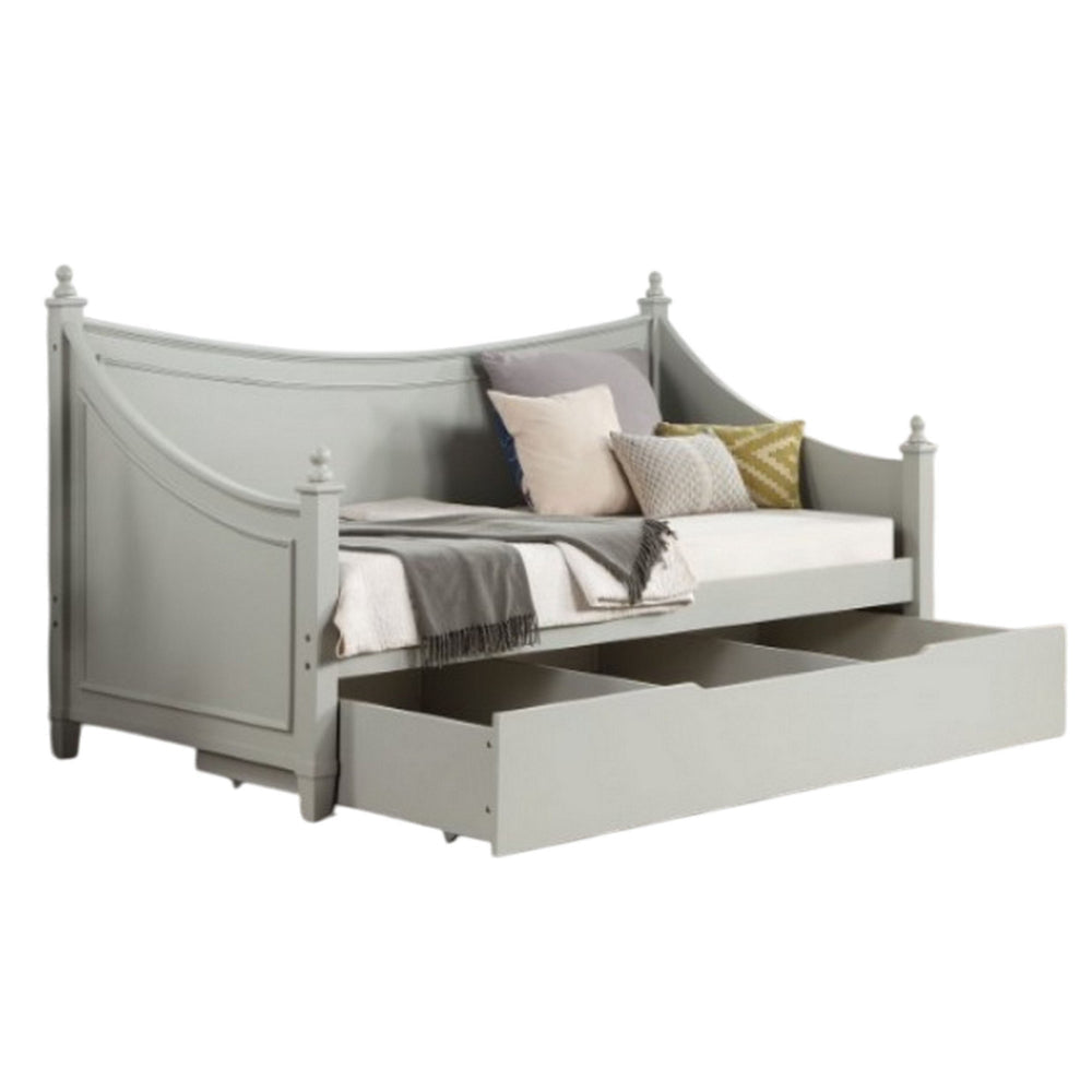 Kiki Twin Size Daybed, 4 Poster Design, Modern Light Gray Finish