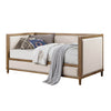 Kyra Twin Daybed with Nailhead Trim Light Oak Pinewood Beige Fabric BM328907