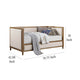 Kyra Twin Daybed with Nailhead Trim Light Oak Pinewood Beige Fabric BM328907