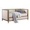 Kyra Twin Daybed with Nailhead Trim, Light Oak Pinewood, Beige Fabric