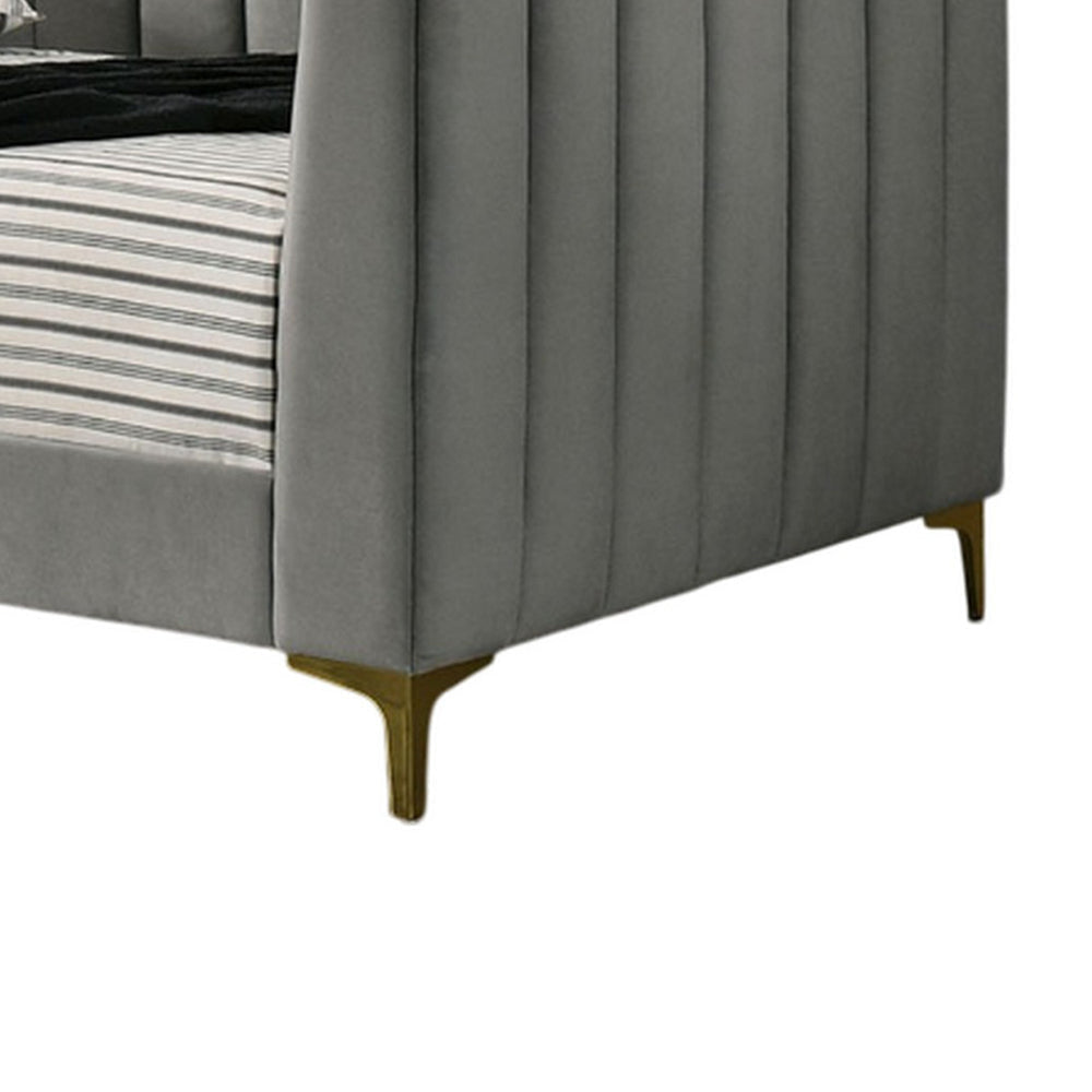 Iina Twin Daybed with Tuxedo Details Gray Channel Tufted Flannelette BM328908