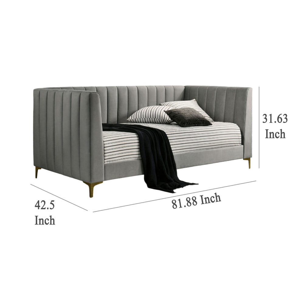 Iina Twin Daybed with Tuxedo Details Gray Channel Tufted Flannelette BM328908