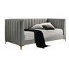 Iina Twin Daybed with Tuxedo Details, Gray Channel Tufted Flannelette