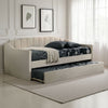 Oren Twin Daybed with Staircase Headboard, Beige Channel Tufted Fabric
