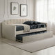 Oren Twin Daybed with Staircase Headboard, Beige Channel Tufted Fabric