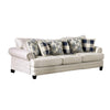 Amy 2pc Sofa and Loveseat Set w 9 Accent Pillows Ivory Faux Linen BM328924