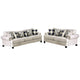 Amy 2pc Sofa and Loveseat Set w 9 Accent Pillows, Ivory Faux Linen