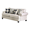 Amy 2pc Sofa and Loveseat Set w 9 Accent Pillows Ivory Faux Linen BM328924