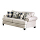 Amy 2pc Sofa and Loveseat Set w 9 Accent Pillows Ivory Faux Linen BM328924