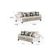 Amy 2pc Sofa and Loveseat Set w 9 Accent Pillows Ivory Faux Linen BM328924