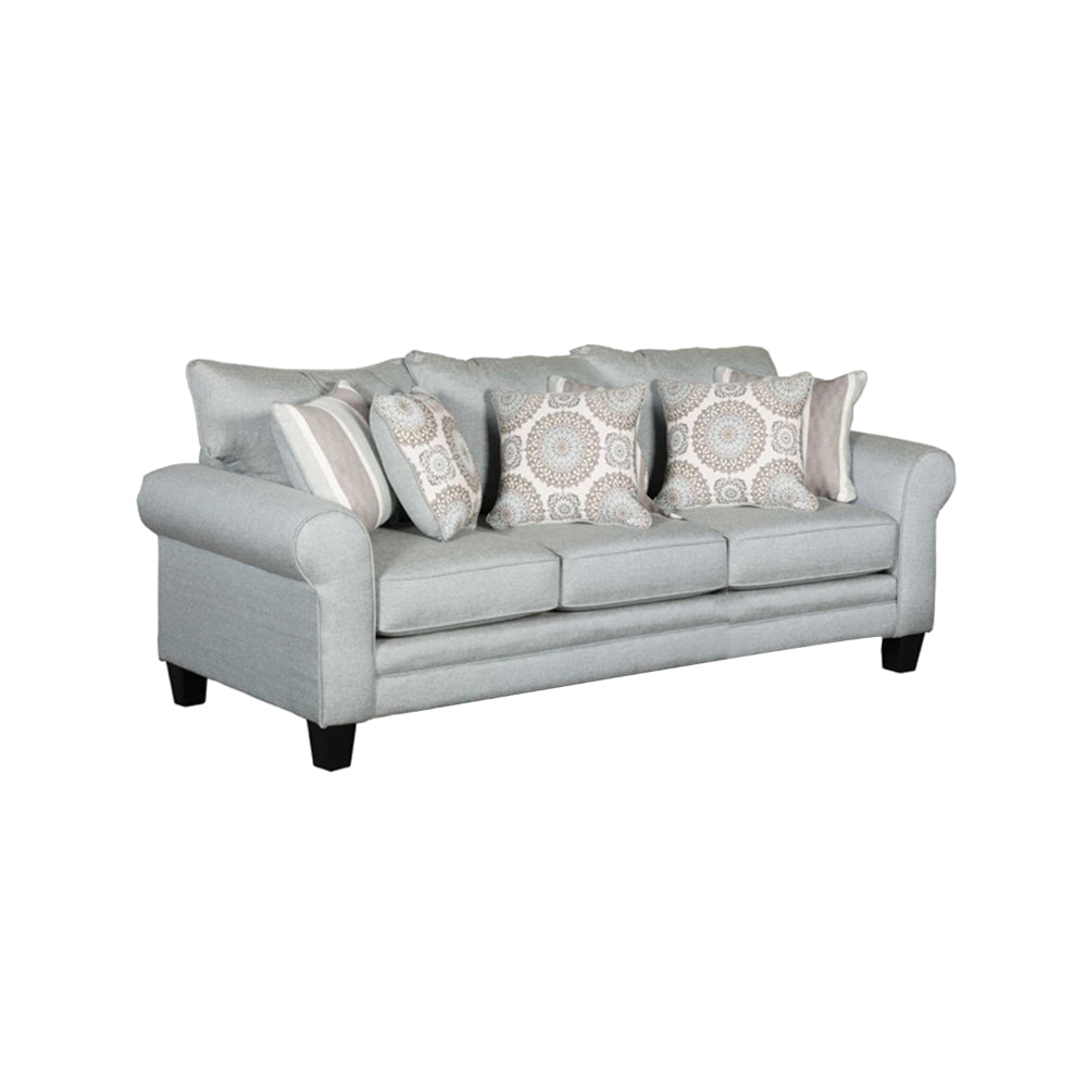 Tyea 2pc Sofa and Loveseat Set w 8 Accent Pillows Blue Gray Fabric BM328925