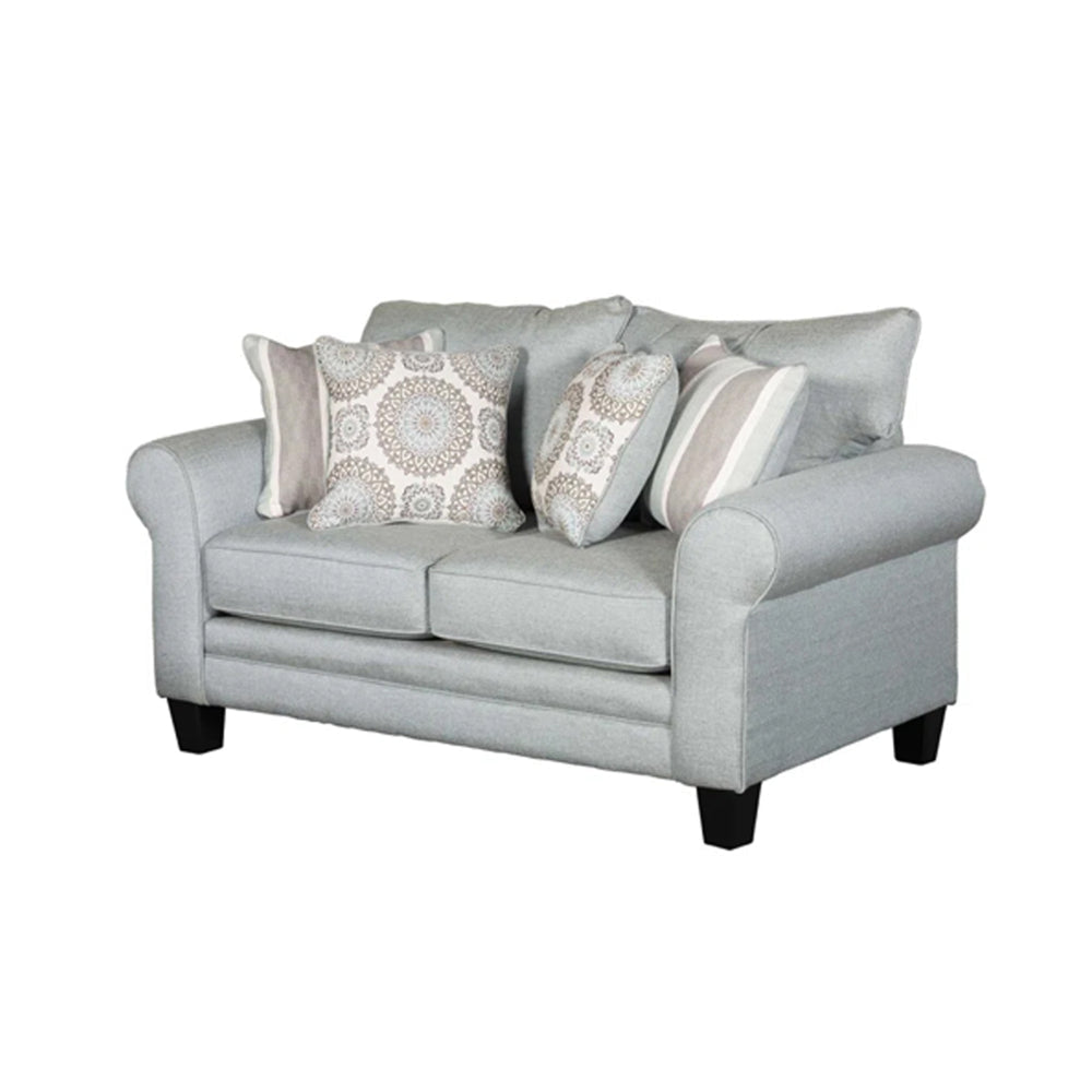 Tyea 2pc Sofa and Loveseat Set w 8 Accent Pillows Blue Gray Fabric BM328925