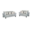 Tyea 2pc Sofa and Loveseat Set w 8 Accent Pillows, Blue Gray Fabric