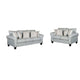 Tyea 2pc Sofa and Loveseat Set w 8 Accent Pillows, Blue Gray Fabric