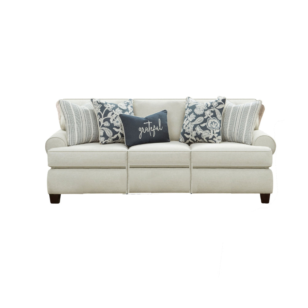 Pery 2pc Sofa and Loveseat Set 9 Accent Pillows Ivory Chenille BM328926