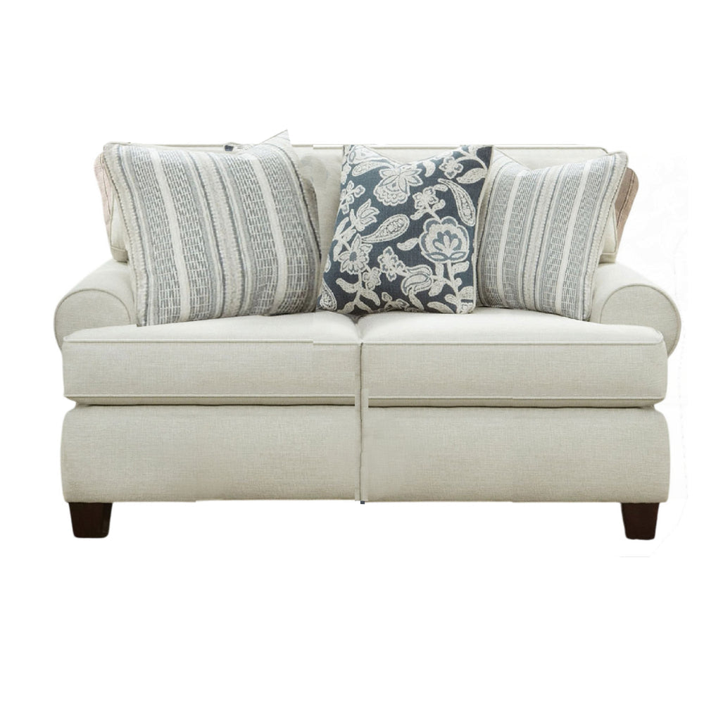 Pery 2pc Sofa and Loveseat Set 9 Accent Pillows Ivory Chenille BM328926