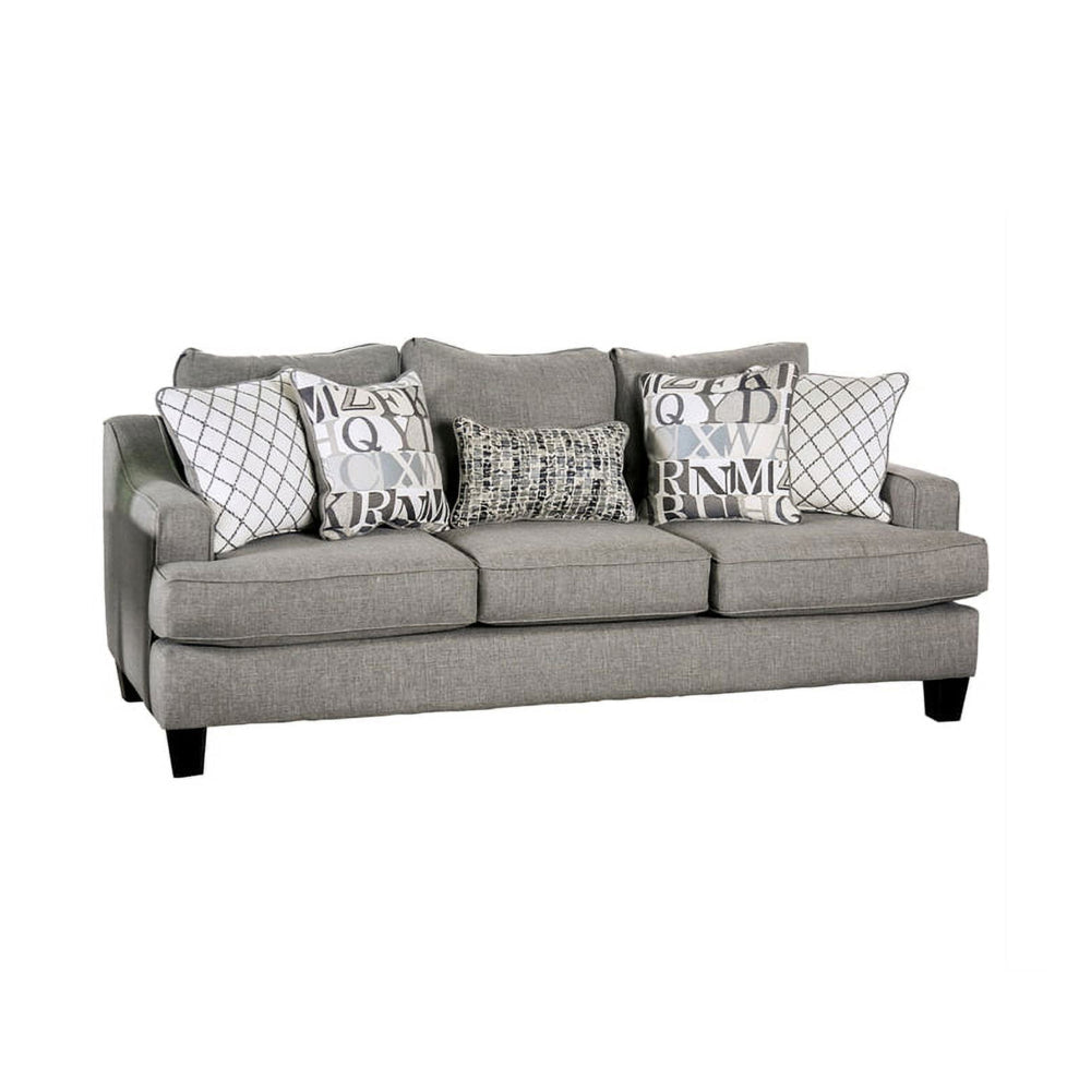 Lye 2pc Sofa and Loveseat Set w 9 Pillows Wingback Blue Gray Fabric BM328929