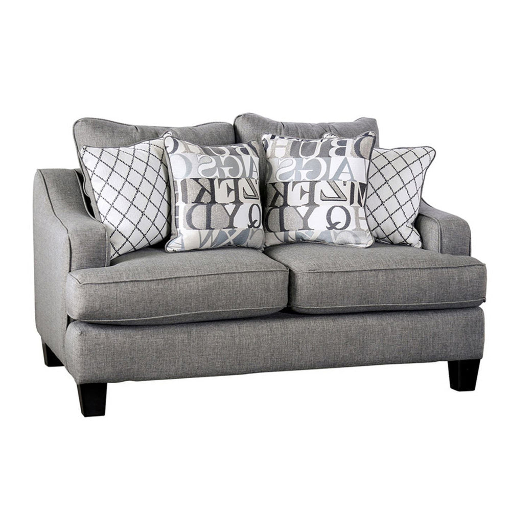 Lye 2pc Sofa and Loveseat Set w 9 Pillows Wingback Blue Gray Fabric BM328929