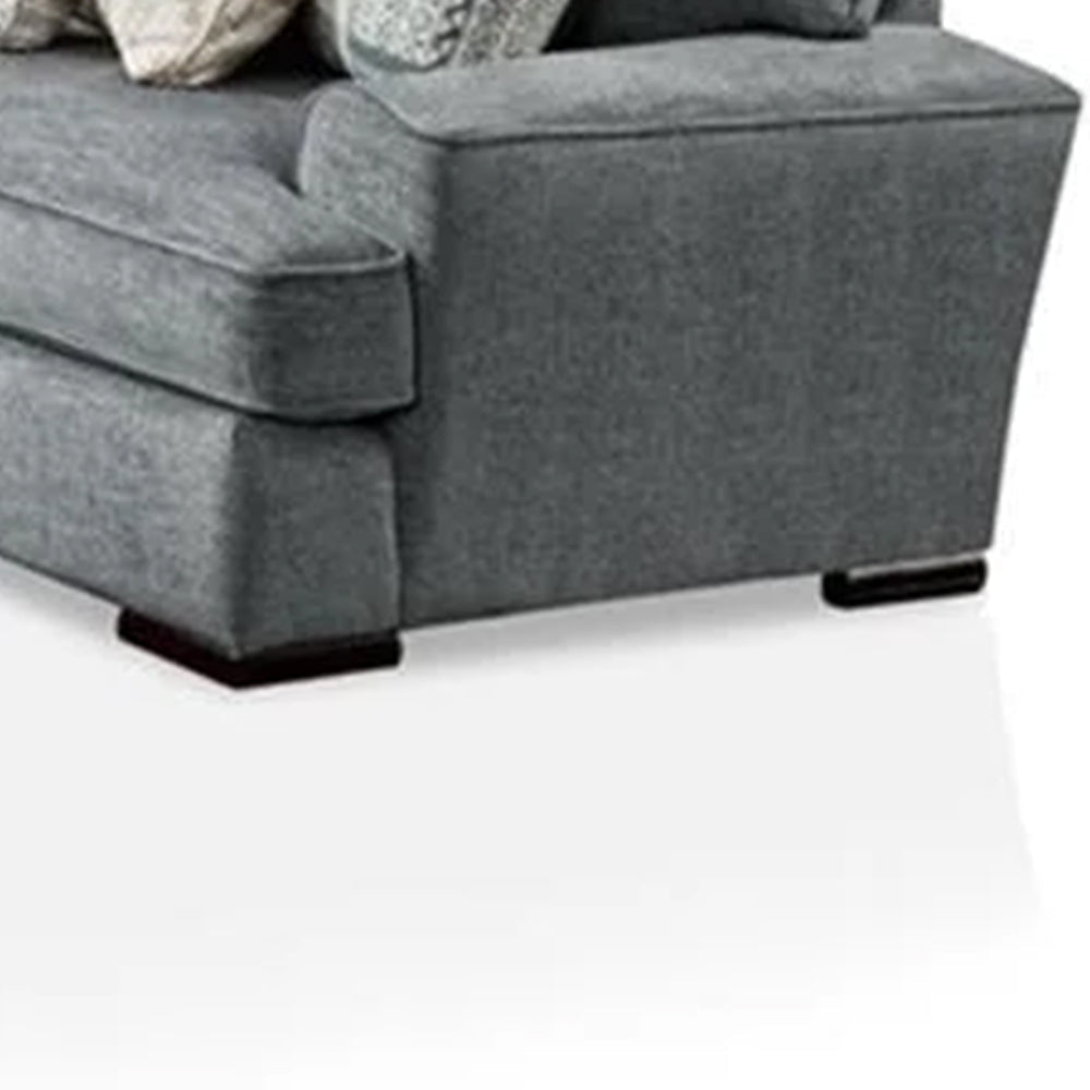 Ricy Sectional Corner L Sofa with 9 Pillows Blue Chenille 122 Inch BM328935