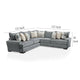 Ricy Sectional Corner L Sofa with 9 Pillows Blue Chenille 122 Inch BM328935