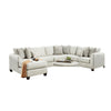 Teni Sectional Sofa w Chaise 8 Throw Pillows Ivory Chenille 140 Inch BM328937