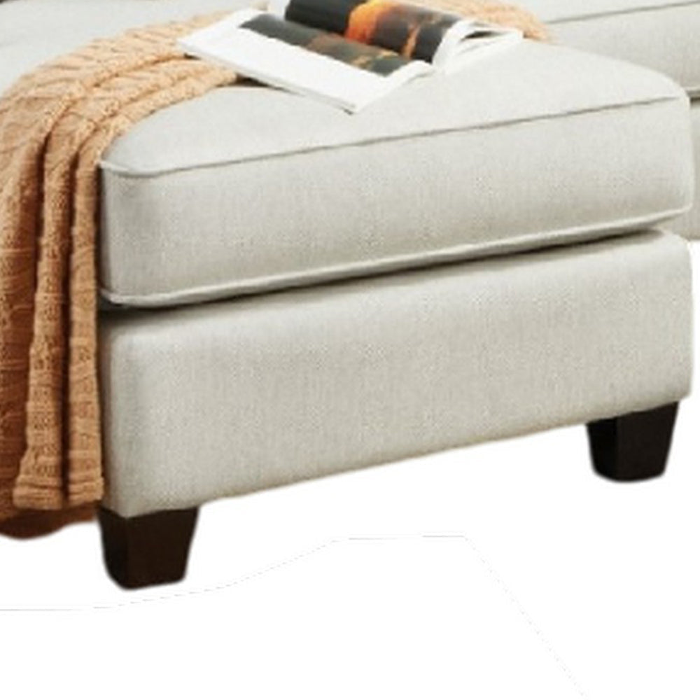 Teni Sectional Sofa w Chaise 8 Throw Pillows Ivory Chenille 140 Inch BM328937