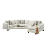 Teni Sectional Sofa w Chaise, 8 Throw Pillows, Ivory Chenille 140 Inch