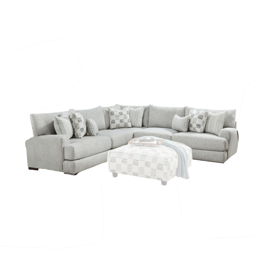 Hecy Sectional Corner L Sofa w 8 Accent Pillows Gray Weave 111 Inch BM328938
