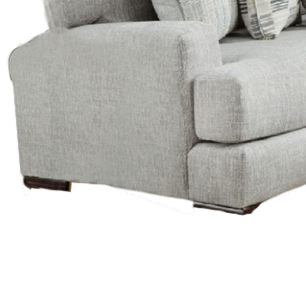Hecy Sectional Corner L Sofa w 8 Accent Pillows Gray Weave 111 Inch BM328938