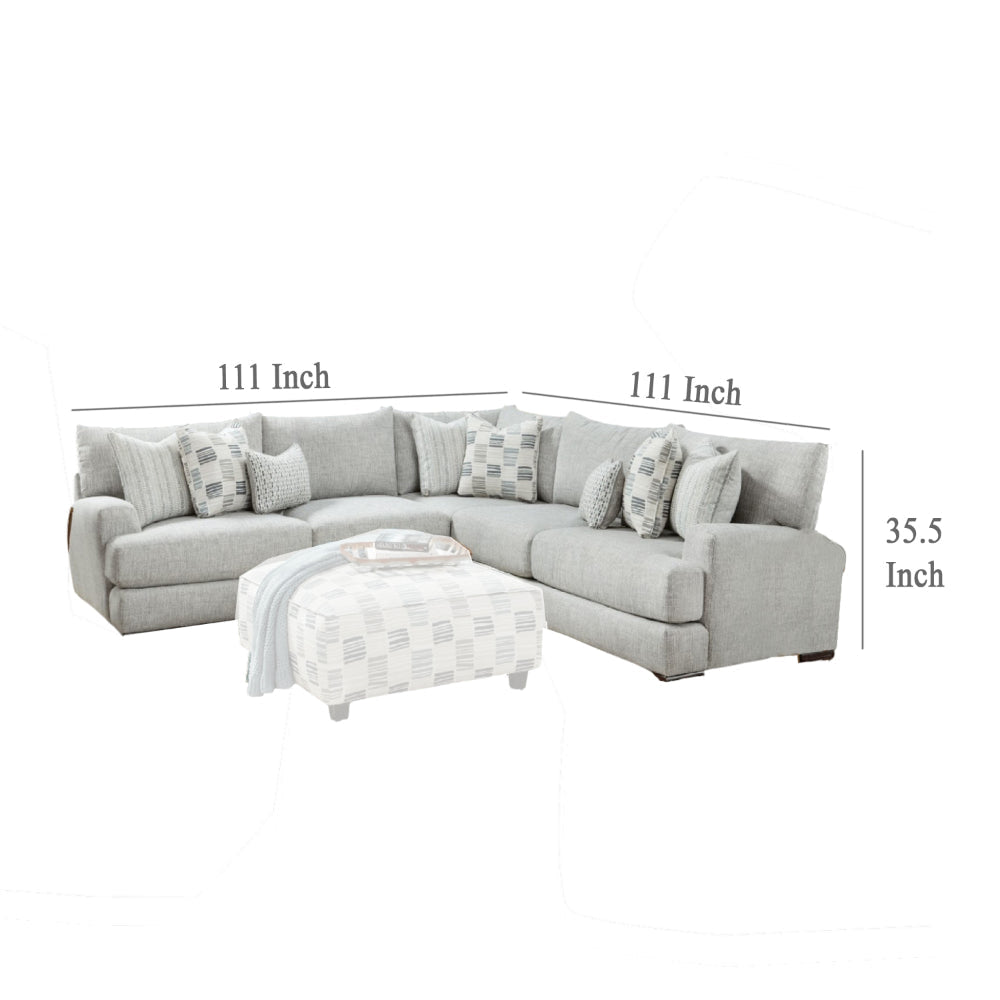 Hecy Sectional Corner L Sofa w 8 Accent Pillows Gray Weave 111 Inch BM328938