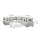 Hecy Sectional Corner L Sofa w 8 Accent Pillows Gray Weave 111 Inch BM328938