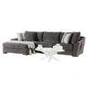 Gecy Sectional Sofa w Chaise, 4 Pillows, Dark Gray Chenille, 140 Inch