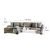 Gecy Sectional Sofa w Chaise 4 Pillows Light Gray Chenille 140 Inch