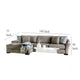 Gecy Sectional Sofa w Chaise 4 Pillows Light Gray Chenille 140 Inch