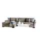 Gecy Sectional Sofa w Chaise, 4 Pillows, Light Gray Chenille, 140 Inch