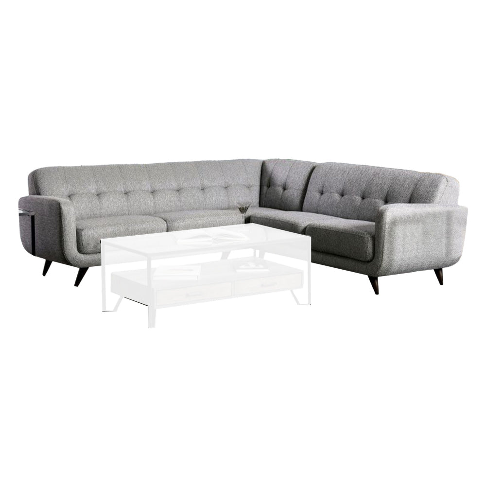Daizy Sectional Sofa Light Gray Fabric Tufted Cushions 91 Inch BM328942