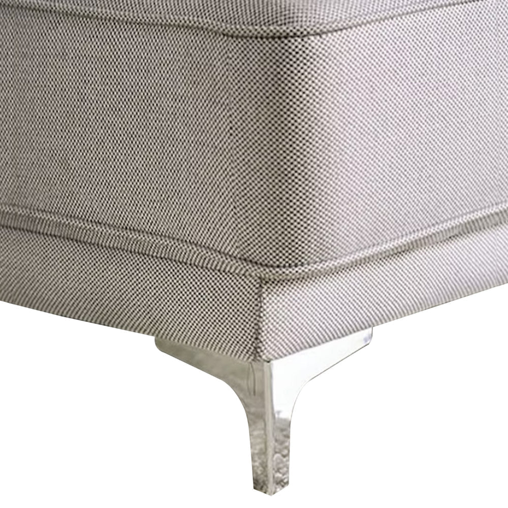 Ehan Sectional Sofa Light Gray Fabric Built in Wood Tray 107 Inch BM328943