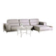 Ehan Sectional Sofa, Light Gray Fabric, Built in Wood Tray, 107 Inch