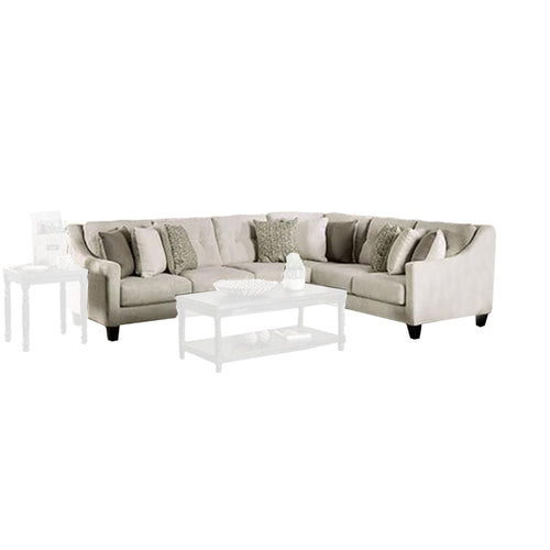 Hyna Sectional Sofa, Ivory Chenille, 9 Accent Throw Pillows, 137 Inch