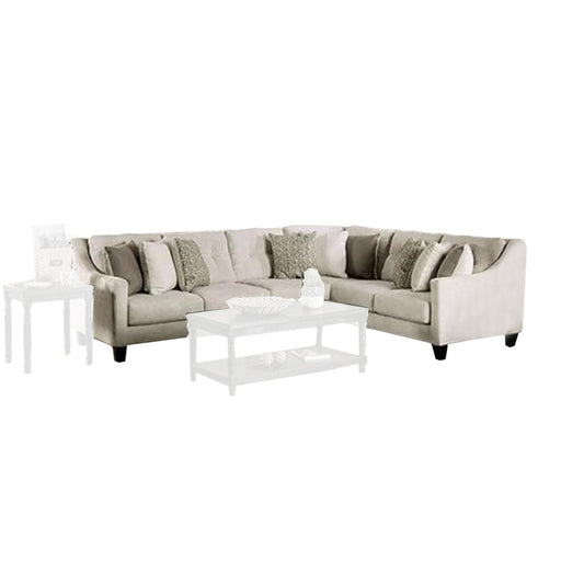 Hyna Sectional Sofa, Ivory Chenille, 9 Accent Throw Pillows, 137 Inch