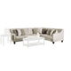 Hyna Sectional Sofa, Ivory Chenille, 9 Accent Throw Pillows, 137 Inch