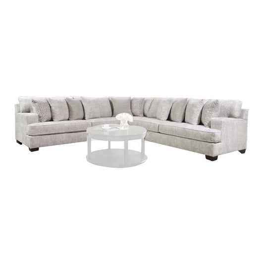 Ven Sectional Sofa, Beige Chenille, 10 Throw Pillows, 131 Inch