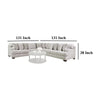 Ven Sectional Sofa Beige Chenille 10 Throw Pillows 131 Inch BM328948